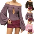 thumbnail image 1 of Sudaderas con capucha cómodas,Blusa hueca de verano para mujer, color liso, con mangas farol, de poliéster, ideal para el hogar, sopatenor, 1 of 7