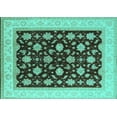 thumbnail image 1 of Ahgly Company Machine Washable Indoor Rectangle Oriental Turquoise Blue Industrial Area Rugs, 4' x 6', 1 of 4