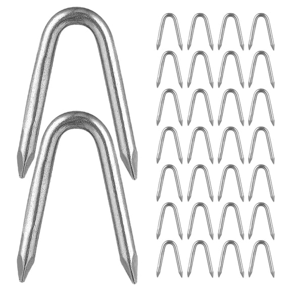 Toyvian 140Pcs Iron U Shaped Fence Staples Heavy Duty Wire Clamps for Outdoor Garden Securing