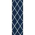 thumbnail image 3 of Jersey Shag Contemporary Diamond Navy and White Polypropylene Indoor Runner Rug, 2'x8' Rectangle, 3 of 9