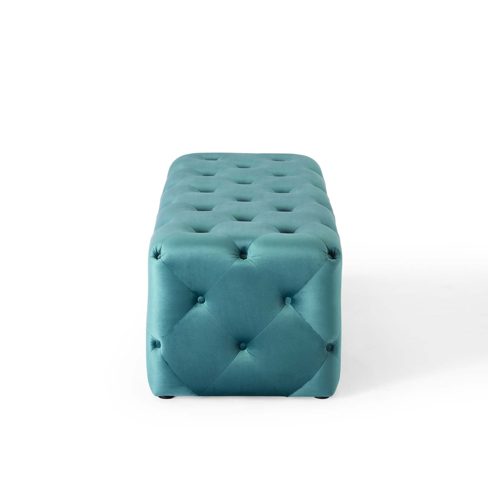 Modway Amour 48" Tufted Button Entryway Performance Velvet Bench in Sea Blue