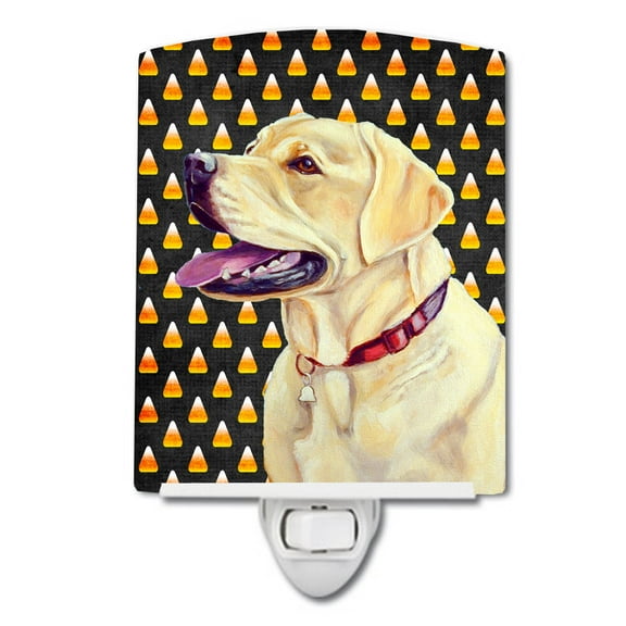 Caroline's Treasures LH9079CNL Labrador Yellow Candy Corn Halloween Portrait Ceramic Night Light, 6x4x3", multicolor