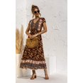 thumbnail image 2 of Robes Femmes-Été Décontracté Manches Courtes Taille Haute Col en V Imprimé Floral Robe Maxi Boutonnée, 2 of 7