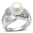 thumbnail image 1 of Alamode 3W182-6 Women Rhodium Brass Ring with Synthetic in White - Size 6, 1 of 1
