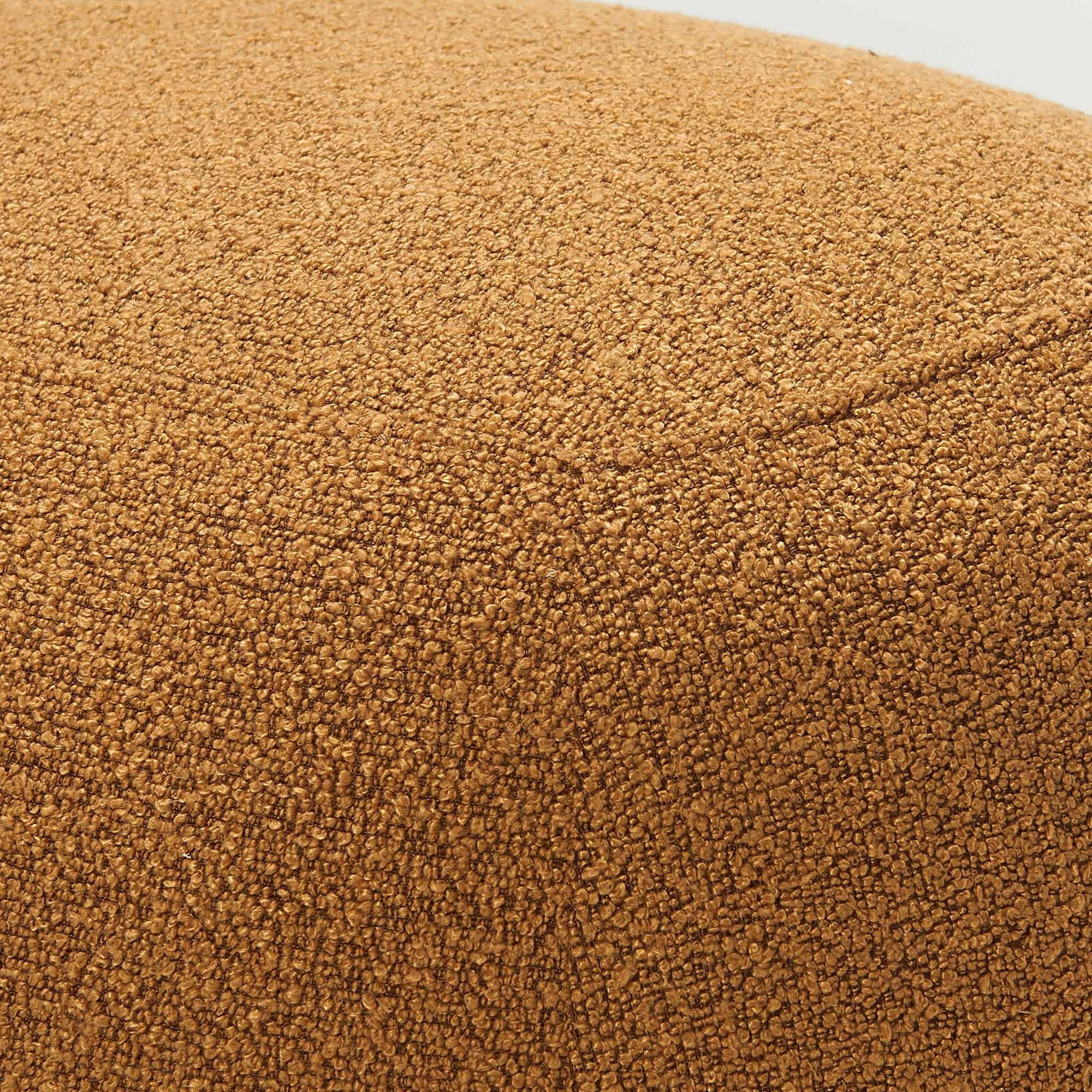 Round Boucle Upholstered Ottoman Chair, Footstool with Soft Padded Seat, Fully Assembled Modern Sofa Couch Footrest, Extra Seating for Bedroom Entryway, Brown(18.5" D x 23" W x 16.5" H)