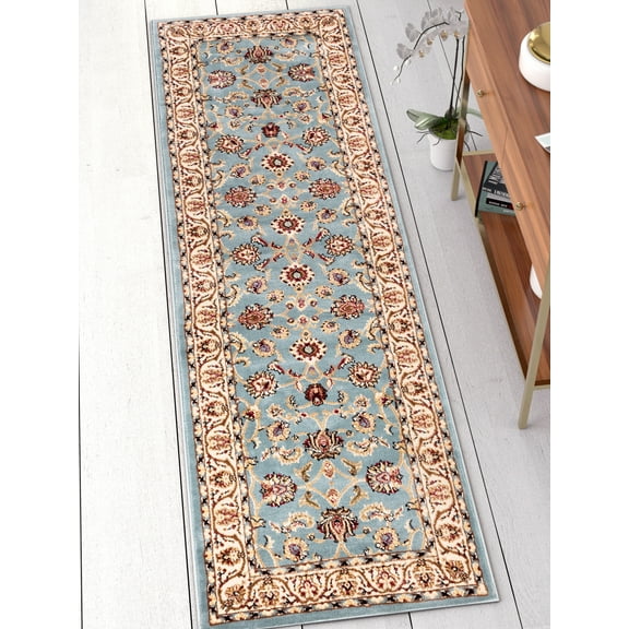 Noble Sarouk Persian Floral Oriental Formal Traditional Area Rug 2'7" x 9'6" Runner Easy to Clean Stain Fade Resistant Shed Free Modern Contemporary Transitional Soft Living Dining Room Rug