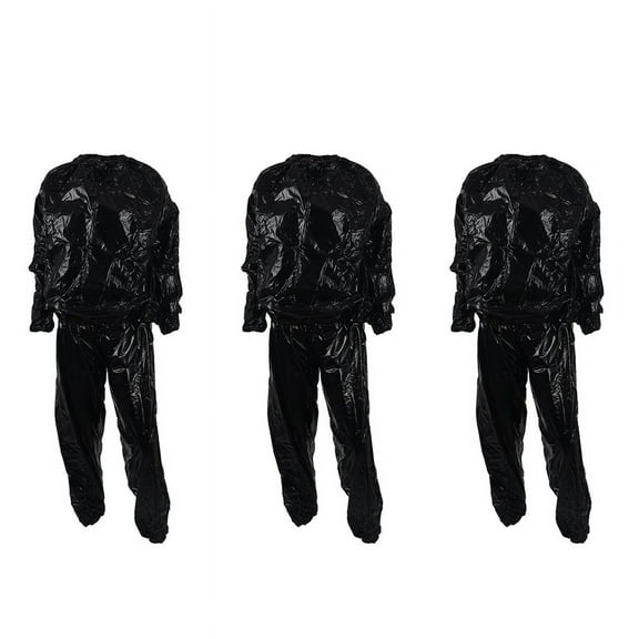 3X Heavy Duty Fitness Weight Loss Sweat Sauna Suit Exercise Gym Anti-Rip Black XL