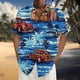 thumbnail image 3 of Camisas Y s Camisa para hombre Camisa de playa de manga corta holgada informal (Blue, L), 3 of 4
