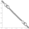 thumbnail image 4 of 925 Sterling Silver Rhodium plated Hearts Double Chain Bracelet for Women 7", 4 of 5