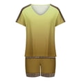 thumbnail image 5 of 2 Piece Sets for Women Fashion V Neck Shorts Sleeve Two-piece Comfortable Home Pajamas Set Sports Set, 5 of 6