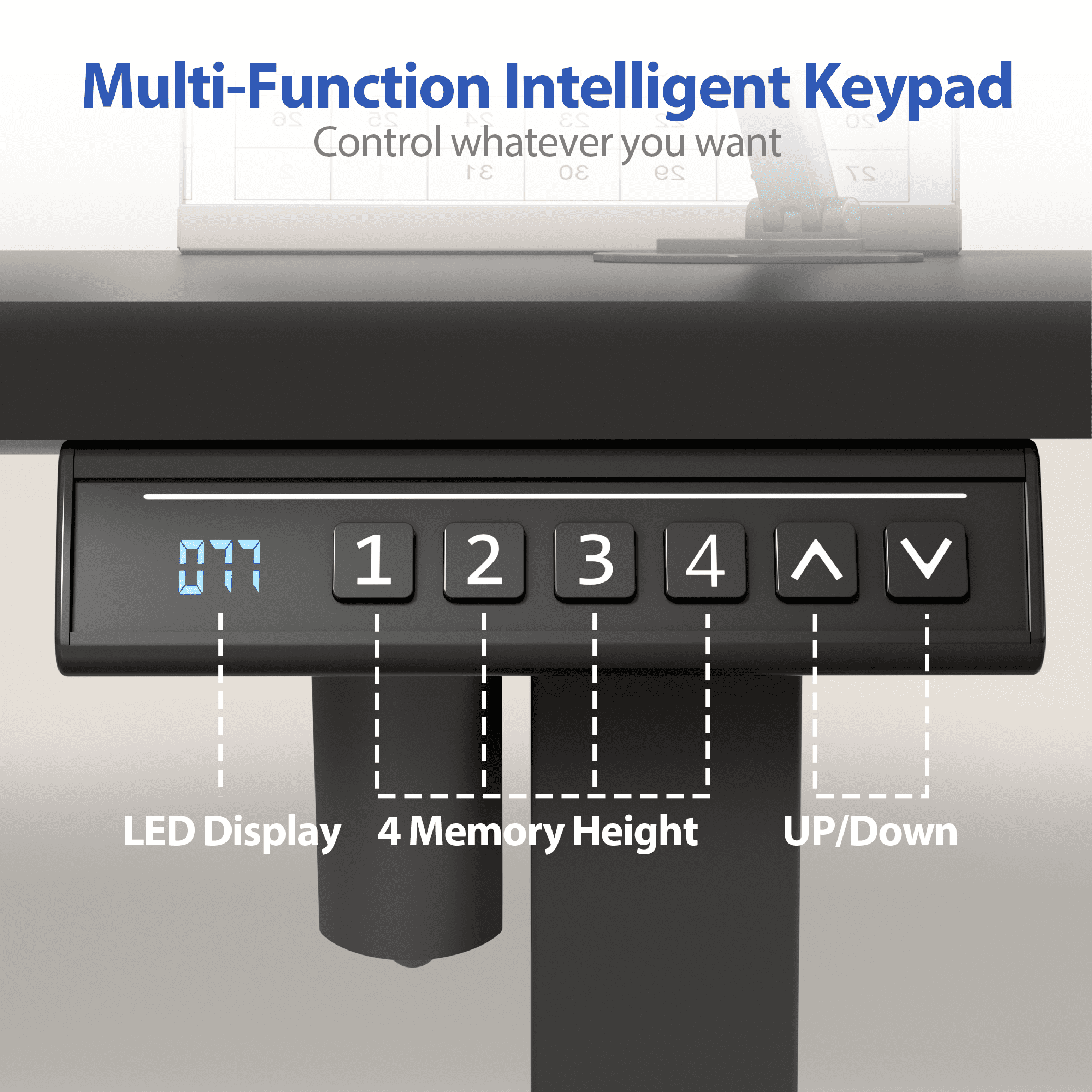 Lacoo 55" x 24" Sit to Stand Desk Height Adjustable Standing Desk Electric Stand up Table with Phone Stand, Black