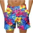 thumbnail image 2 of Axiiglly Beach Shorts for Men Plus Size Summer Shorts Casual Floral Printed Board Shorts Elastic Waist Vacation Swim Trunks Comfy Lightweight Hawaiian Shorts with Pockets, 2 of 5