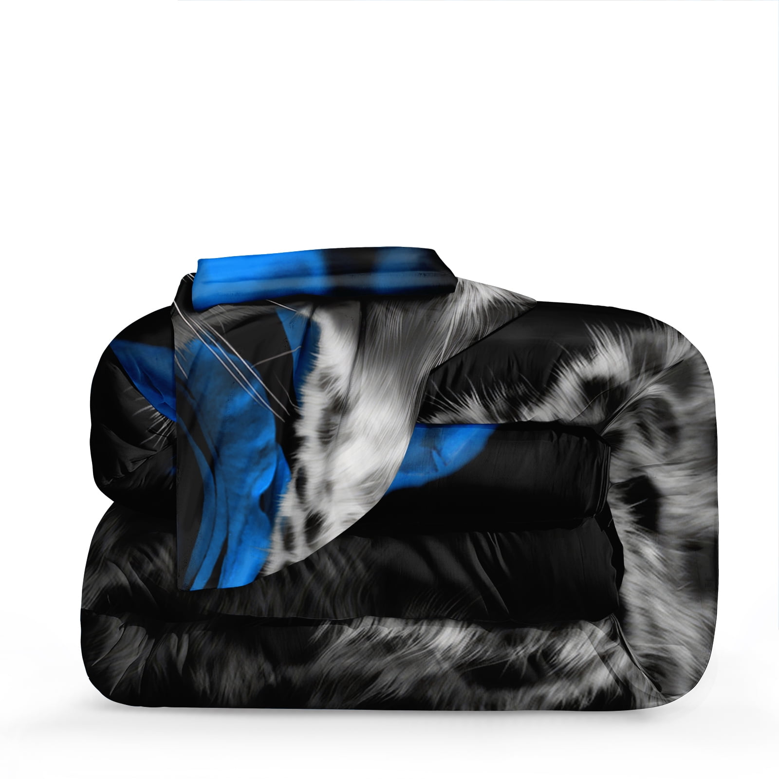 Move Over Cheetah Comforter Set 4 Pieces Blue Leopard Print Bedding Set Soft Microfiber Wild Animal and Blue Rose Bedding Set