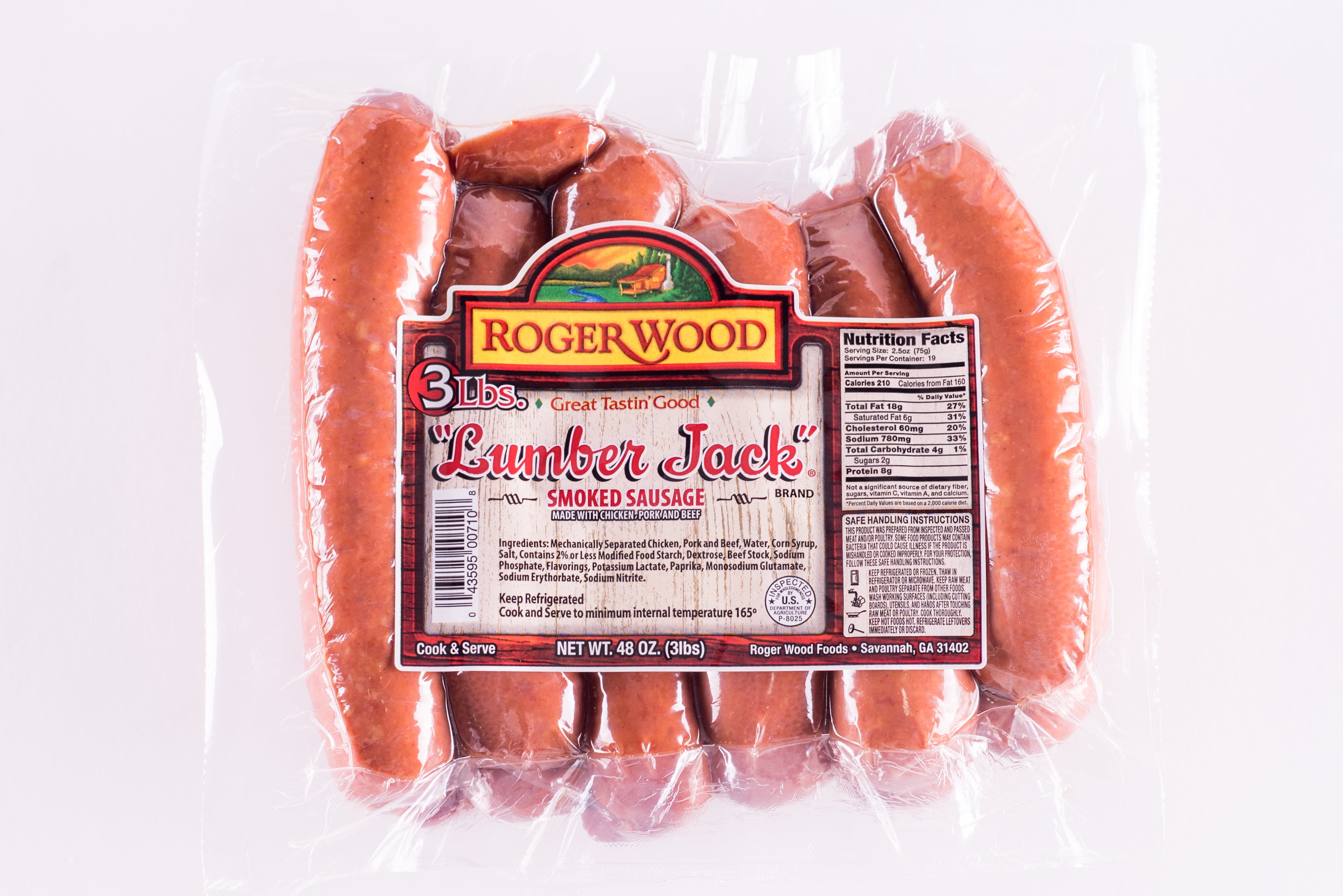 Roger Wood Foods Lumber Jack Smoked Sausage, 48 oz.