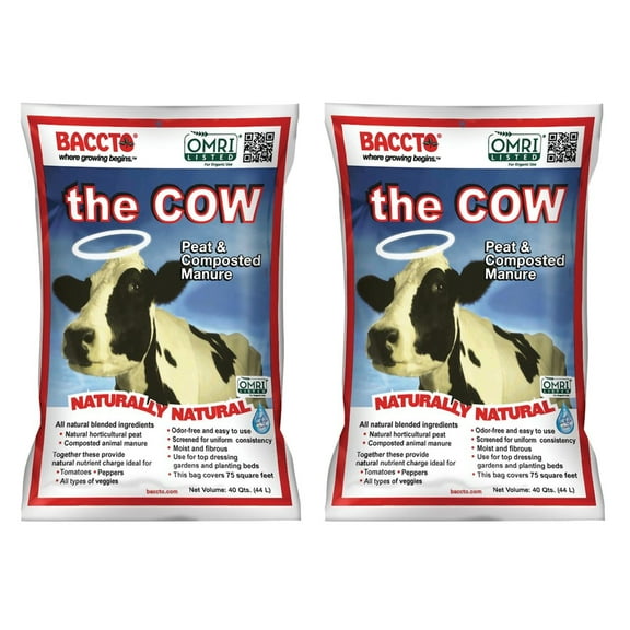 Michigan Peat Wholly Cow Horticultural Compost & Manure, 40 Qt (2 Pack)