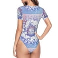 thumbnail image 4 of The Xecao Round Snow Merry Christmas Women's Crew Neck Body Suit, a short-sleeved bodysuit and basic swimsuit, both comfort and style for dating and daily life, 4 of 9