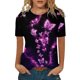 thumbnail image 1 of Gibobby Playera de Manga Corta con Cuello Redondo Camiseta manga corta con cuello redondo y estampado moda informal para mujer(Morado,G), 1 of 4