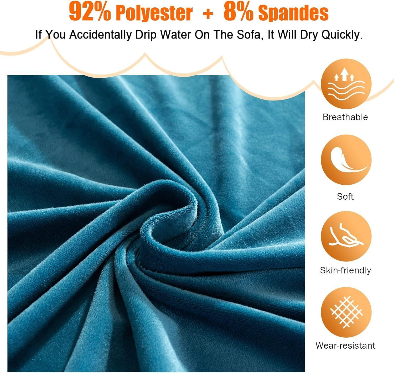 SHANNA Thick Velvet L Shape Sofa Covers, Non-Slip Sectional Couch Cover Protector Plush Sofa Slipcovers with 2pcs pillowcase for Living Room