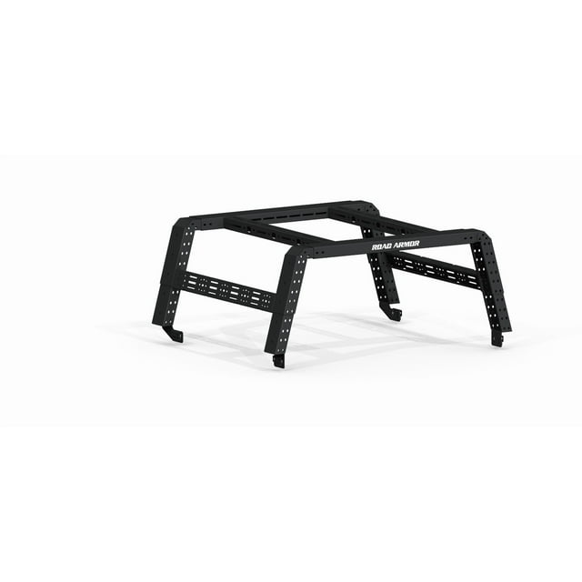 Road Armor Ladder Rack 520BRS52B TRECK; 800 Pounds Static Capacity/425 Dynamic Capacity; Bed Rail Mount; Adjustable Heights Of 14 Inch/19 Inch and 23 Inch; Powder Coated; Black; Steel