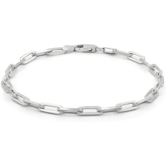 925 Sterling Silver Paper Clip 3.5mm Rhodium Plated High Polish Solid Cable Link Mens Womens Necklace, Bracelet, & Anklet Chain, Giorgio Bergamo 7