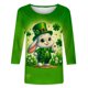 thumbnail image 4 of Xuyuer Women's Fashion St. Patrick's Day Printed 3/4 Sleeve Round Neck Blouse, Casual Holiday Top for Irish Themed Parties, Festival Outfits and Seasonal Celebration, 4 of 5