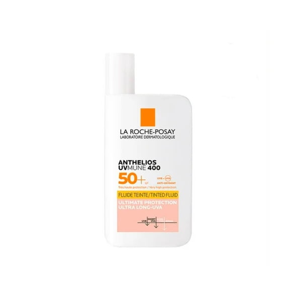 Protector Solar Facial La Roche-Posay Anthelios UVMUNE Fluido Invisible Con Color para Todo Tipo de Piel FPS50+ 50ml