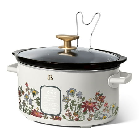 Beautiful 6 Qt Programmable Slow Cooker, Wildflower White Icing by Drew Barrymore