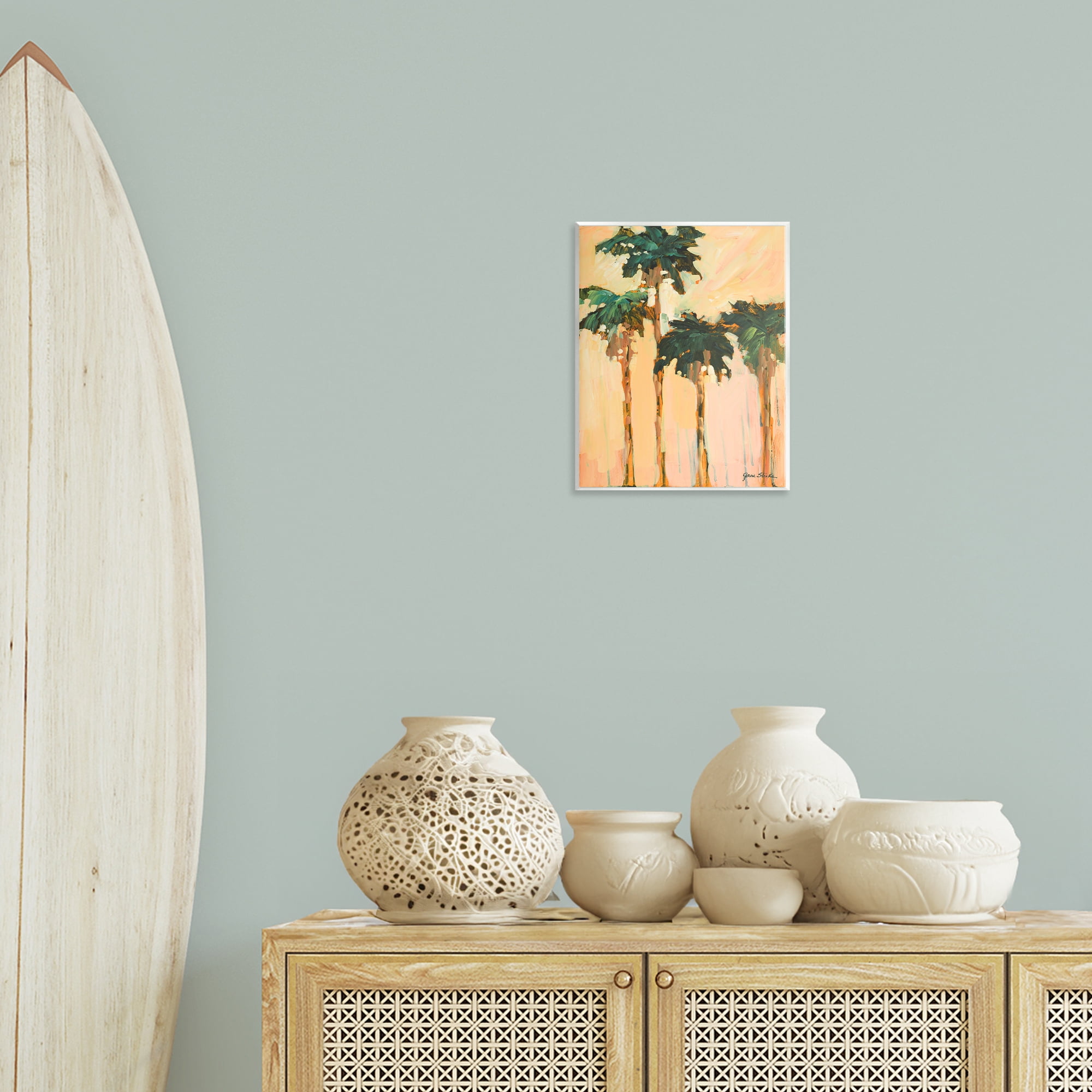 Stupell Industries Shady Palms Impression Coastal Painting Unframed Art Print Wall Art, 11 x 14