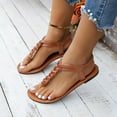thumbnail image 6 of Flip Flops for Women Flat Open Toe Slip-On Thong Slides Slippers Women Comfort Walking Casual Summer Daily Outdoor Beach Shoes Brown 43, 6 of 6