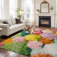 thumbnail image 2 of Rectangle Area Rugs 5 x 7 Ft, Watercolor Chrysanthemum Non-Slip Residential Carpet, Vintage Abstract Oil Painting Floral Indoor Crawling Mats Runner Rugs for Living Room/Dining Room/Bedroom, 2 of 8