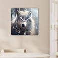 thumbnail image 4 of 16 Inch Wall Clock Battery Operated Square Clock for Office, Kitchen, Outdoor, Living Room,Wolf on Snow Winter Landscape with Snowflake Art, 4 of 4
