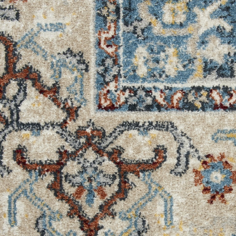 Nourison Geneva Vintage French Country Grey Blue Multicolor