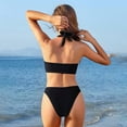 thumbnail image 5 of Mceream Women Solid Backless Bikini Bandage Two-Pieces Swimwear Swimsuit Beachwear Set Black M, 5 of 6