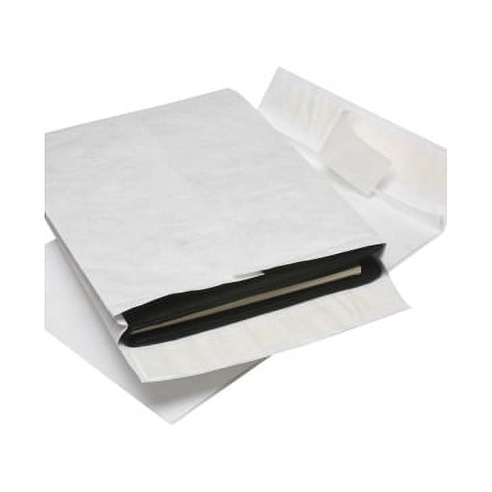Quality Park Tyvek Plain Expansion Envelopes Expansion - 10" Width x 13" Length - 1 1/2" Gusset - 14 lb - Self-sealing - Tyvek - 100 / Carton - White