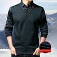 thumbnail image 3 of Lohuatrd Men Winter Fall Sweater Knitted Fake Two-piece Plaid Print Long Sleeve Lapel Color Matching Buttons Thickened Mid-aged Father Daily Shirt, 3 of 8