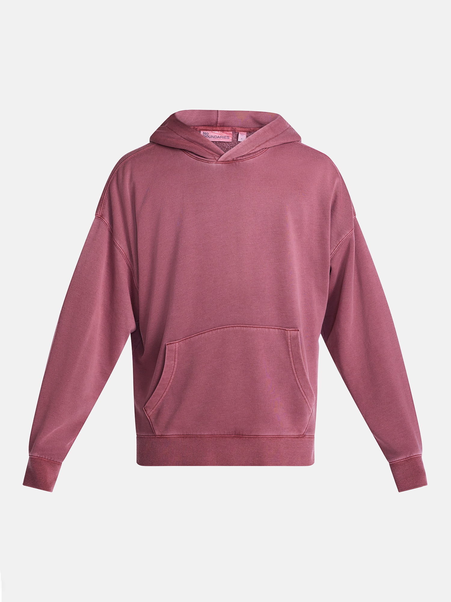 No Boundaries Boxy Fit Oversized Fleece Hoodie with Long Sleeves, Men's XS-4XLT