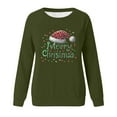 thumbnail image 3 of asdoklhq Christmas Tops for Women Christmas Women's Christmas Fashion Casual Printed Round Neck Loose Long Sleeve Capless Sweatshirt Top Army Green M, 3 of 3