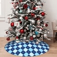thumbnail image 5 of Sikiie Blue Squares 30-48 inches {designName} Print Christmas Tree Skirt Snowman Xmas Tree Skirt with Edge Christmas Decorations for Holiday Party36", 5 of 7