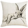 thumbnail image 1 of Easter Bunny Linen Pillow Cover - Sketch Decorative Throw Pillowcase for Spring Home Decor, 1 of 6