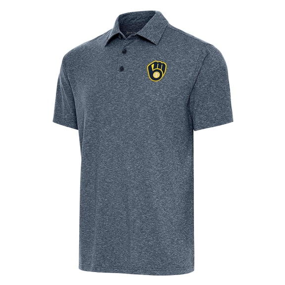 Men's Antigua Heather Navy Milwaukee Brewers Big & Tall Par 3 Polo