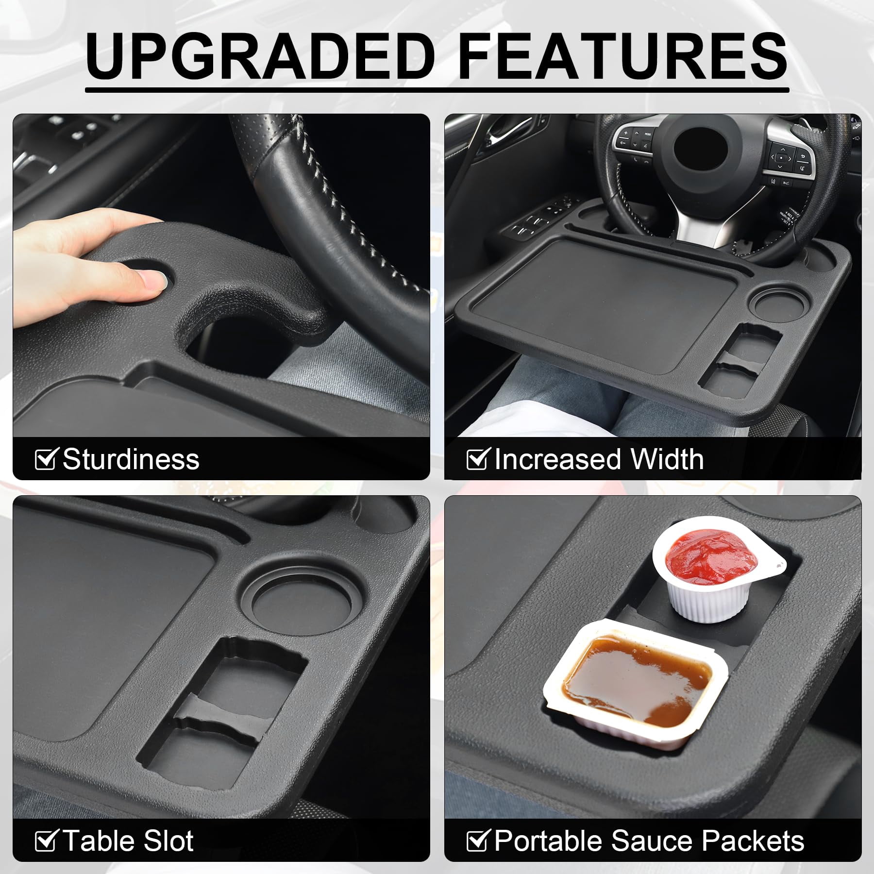 Car Steering Wheel Desk for Laptop,Multipurpose Travel Car Accessories, Car Seat Stand Trays for Eating, Steering Wheel Overhead Table Console(Black)