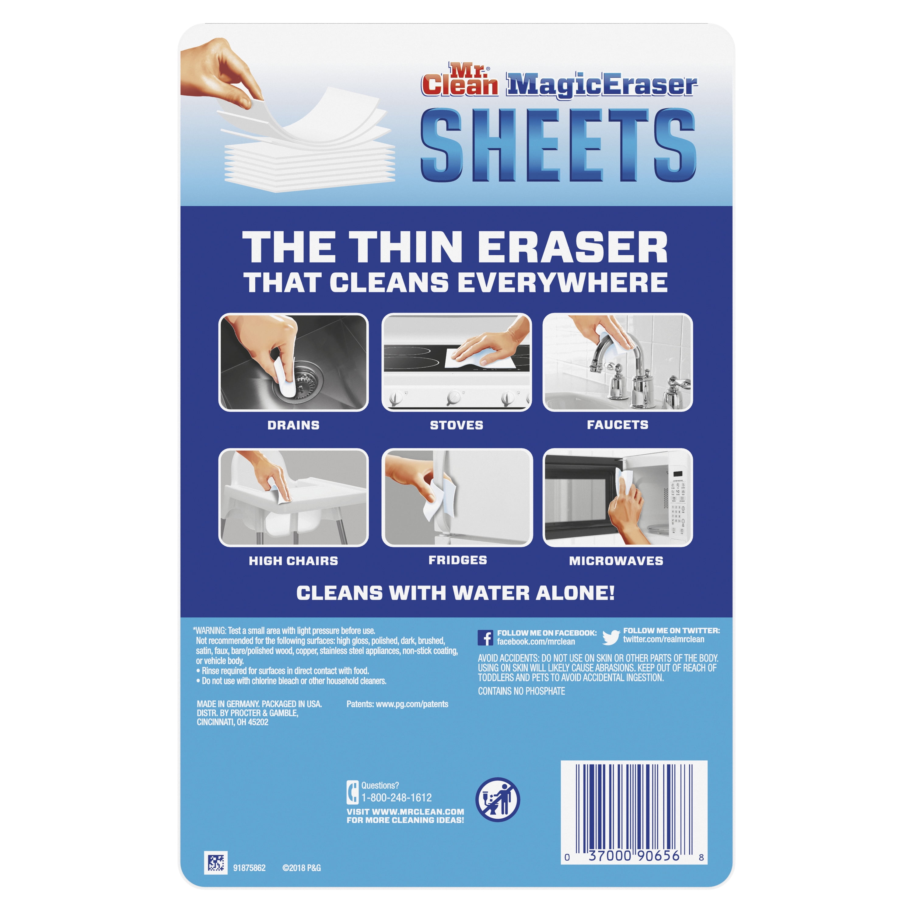 Mr. Magic Eraser Sheets, the power of a Magic Eraser in a thin, flexible, disposable sheet, 8 count