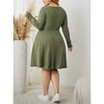 thumbnail image 5 of Sucegi Plus Size Long Sleeve Ribbed Dress - Tie Neck, Waist-Cinching, Vintage Fashion for Women, Winter New Arrivals., 5 of 7