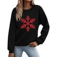thumbnail image 2 of SYMOID Womens Black Christmas Sweatshirt with Distressed Snowflake Print - Crew Neck Long Sleeve, Soft 100% Polyester, Wrinkle-Resistant for Winter Casual & Holiday Wear,Size M, 2 of 5