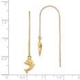 thumbnail image 2 of 14k Yellow Gold Sea Dolphin Ocean Fish Beach Nautical Threader Earrings Drop Dangle Animal Life, 2 of 6