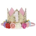 thumbnail image 2 of Anvazise Baby Girl Crown Letter Shiny Sequins Flower Headwear Birthday Festival Headband RGB 1, 2 of 13
