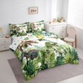 thumbnail image 2 of Homewish Cartoon Dinosaur 7-Piece King Bedding,Green Plants King Bed in a Bag,Jungle Wildlife Decor,Polkadot Reversible, 2 of 8