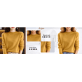 thumbnail image 5 of lcziwo Long Sleeve Knitted Sweaters for Women Warm Crewneck Solid Color Merino Wool Sweater Fall Winter Soft Undershirts Yellow,XL, 5 of 7