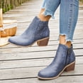 thumbnail image 2 of Women's Hollow Out Ankle Boots Chunky Mid Heel Slip On Chelsea Booties Lightweight Dress Shoes with Side Zipper Blue Size 7.5, 2 of 7