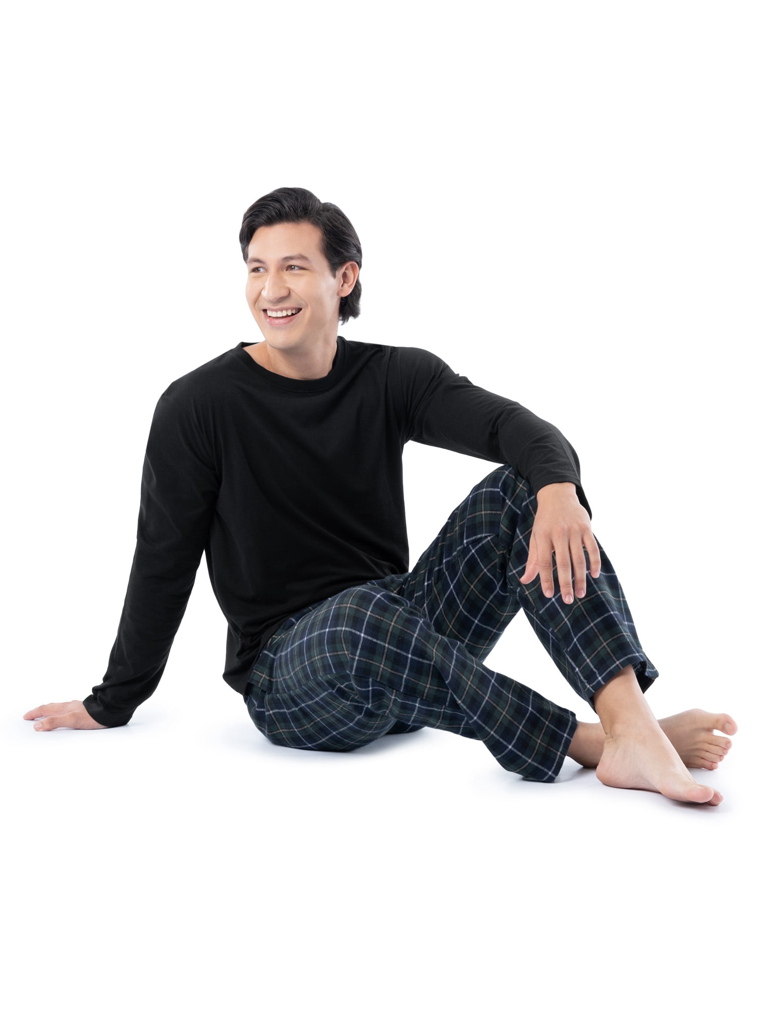 Fruit of the Loom Men's Jersey Knit Top and Flannel Pajama Pants Set, 2-Piece, Sizes S-5XL